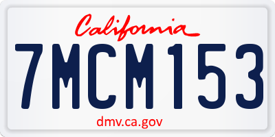 CA license plate 7MCM153