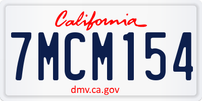 CA license plate 7MCM154