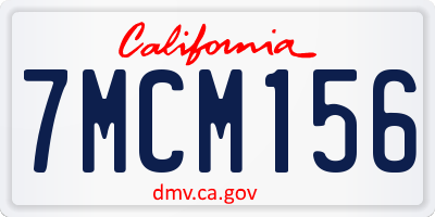 CA license plate 7MCM156