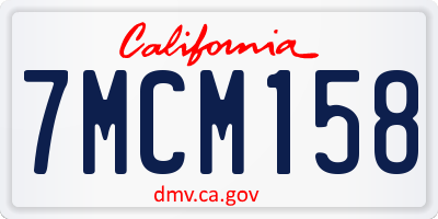 CA license plate 7MCM158