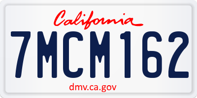 CA license plate 7MCM162