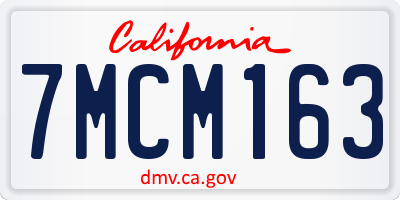 CA license plate 7MCM163