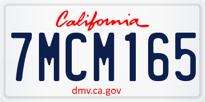CA license plate 7MCM165