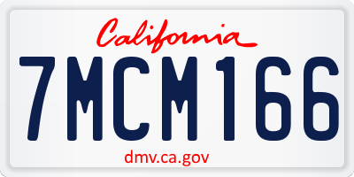 CA license plate 7MCM166
