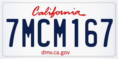 CA license plate 7MCM167