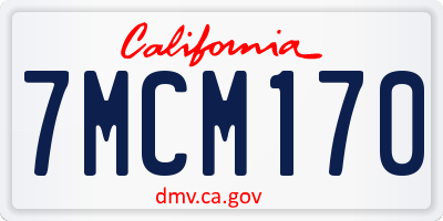CA license plate 7MCM170