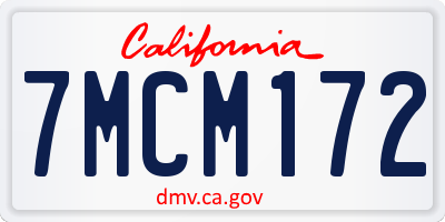 CA license plate 7MCM172