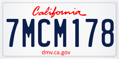 CA license plate 7MCM178