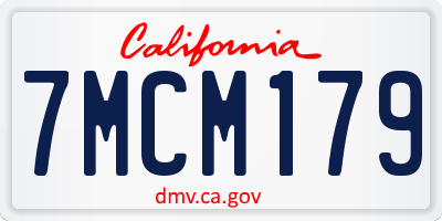 CA license plate 7MCM179