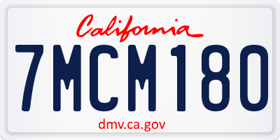 CA license plate 7MCM180