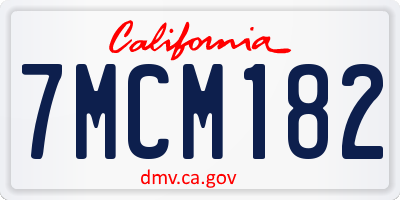 CA license plate 7MCM182