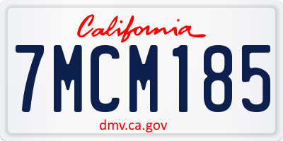 CA license plate 7MCM185