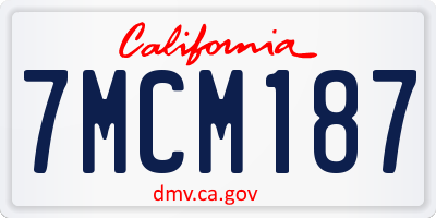 CA license plate 7MCM187