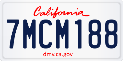 CA license plate 7MCM188