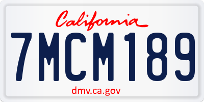 CA license plate 7MCM189