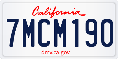 CA license plate 7MCM190