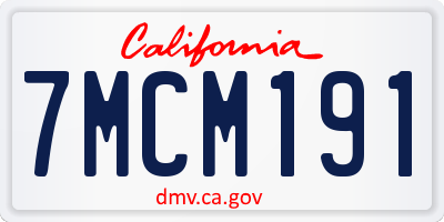 CA license plate 7MCM191