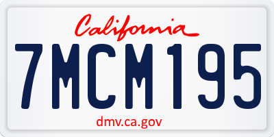 CA license plate 7MCM195