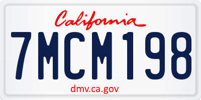 CA license plate 7MCM198