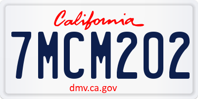 CA license plate 7MCM202
