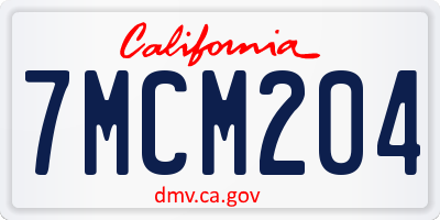 CA license plate 7MCM204