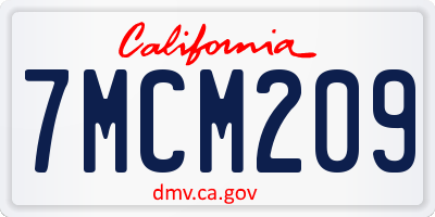 CA license plate 7MCM209