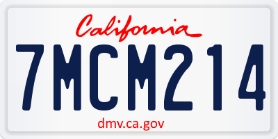 CA license plate 7MCM214