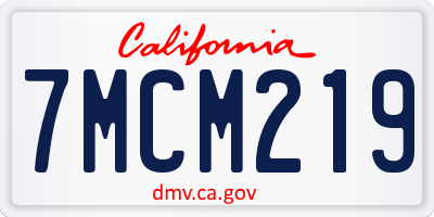 CA license plate 7MCM219