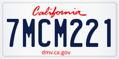 CA license plate 7MCM221