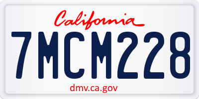 CA license plate 7MCM228