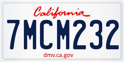 CA license plate 7MCM232