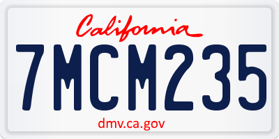 CA license plate 7MCM235