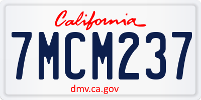 CA license plate 7MCM237