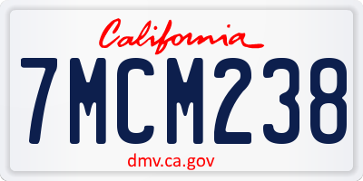 CA license plate 7MCM238