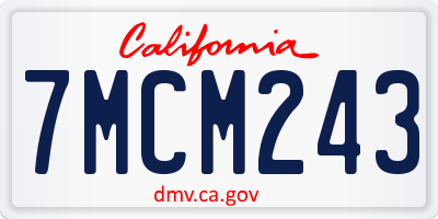 CA license plate 7MCM243