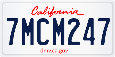 CA license plate 7MCM247