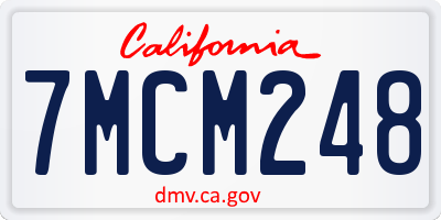 CA license plate 7MCM248
