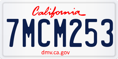 CA license plate 7MCM253