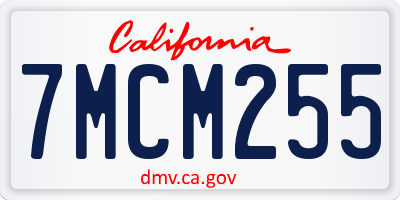 CA license plate 7MCM255