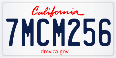 CA license plate 7MCM256
