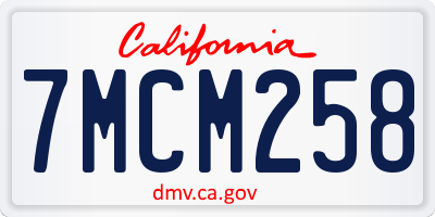 CA license plate 7MCM258