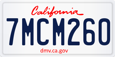 CA license plate 7MCM260