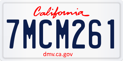 CA license plate 7MCM261
