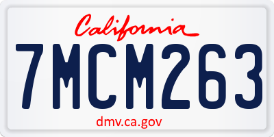 CA license plate 7MCM263