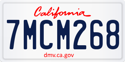 CA license plate 7MCM268