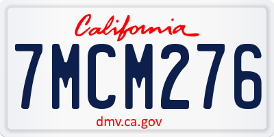 CA license plate 7MCM276