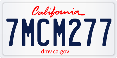 CA license plate 7MCM277
