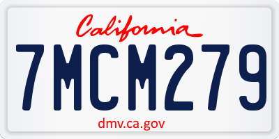 CA license plate 7MCM279