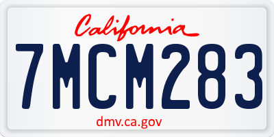 CA license plate 7MCM283