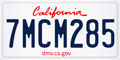 CA license plate 7MCM285